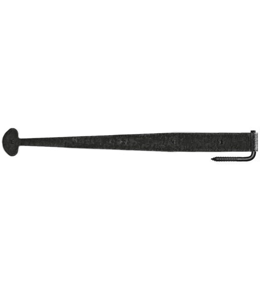 19-5/8 Inch Bean Tip Rough Iron Strap Hinge For Gates With Wood Screws, Acorn RIPBP