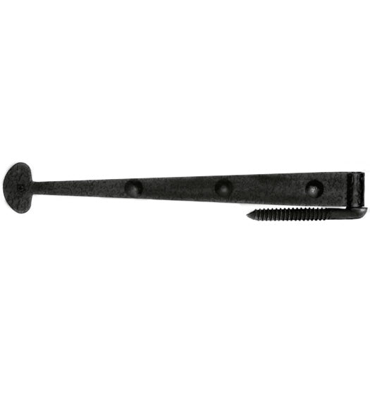 18-7/8 Inch Bean Tip Rough Iron Strap Hinge With Carriage Bolts, Acorn RISBP