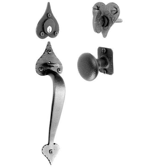 11 Inch Heart Tip Entrance Door Mortise Lockset, Acorn RT5BD / RT5BI