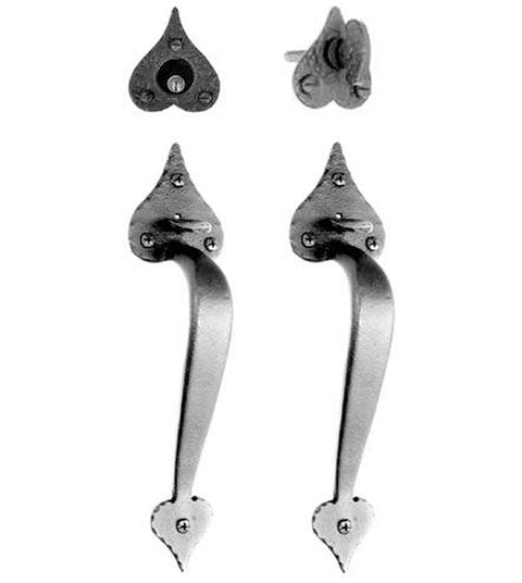 Rough Iron Heart Tip Mortise Handleset, Acorn RT4Bx