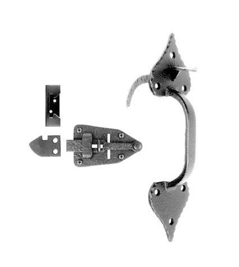 Heart Tip Forged Iron Rim Latch Set, Acorn RUFBI