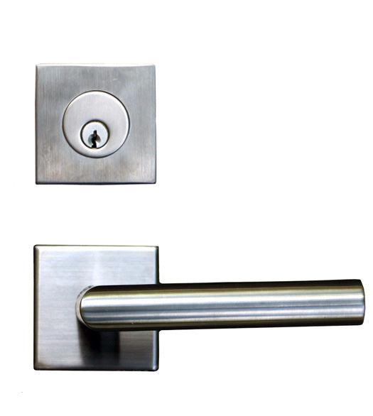 Contemporary Stainless Steel Entry Lever Set with Square Deadbolt, AHI SIG104/204/4850
