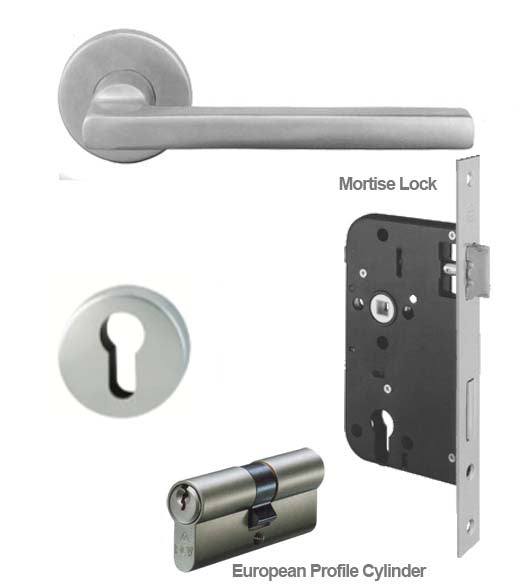 Doorware.com European Mortise Lock Entry Leverset with Round Roses, AHI SIG200-EU1656