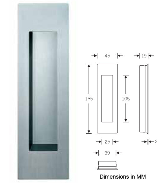 Doorware.com Contemporary Satin Stainless Steel Flush Door Pull, FSB-4251-630