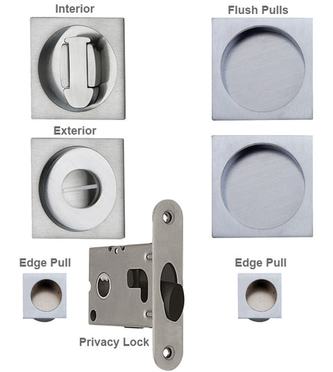Modern Square Double Pocket Door Lock Set, Reguitti SDK092PV/PA