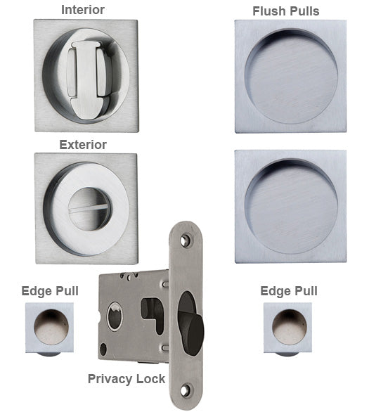Modern Square Double Pocket Door Lock Set, Reguitti SDK092PV/PA