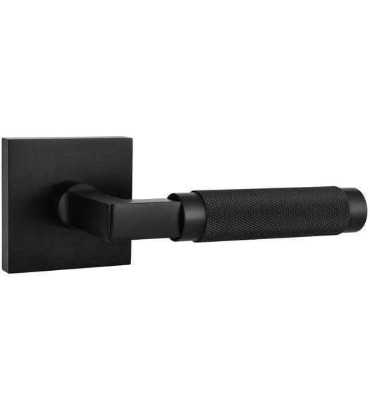 Doorware.com Soho Matte Black Knurled Leverset with Square Rose