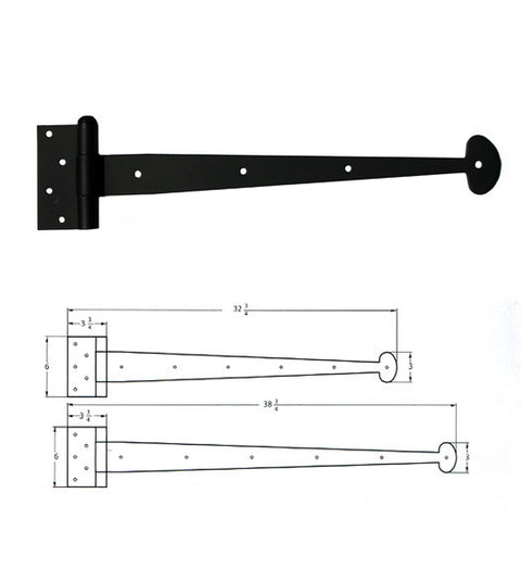 30 Inch Heavy Door Bean Tip Strap Hinge, Acorn IHLBP
