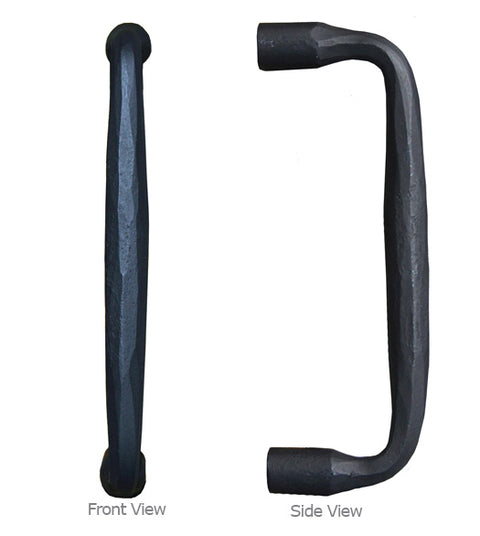 10 Inch Round End Black Iron Door Pull, Acorn IRNBP