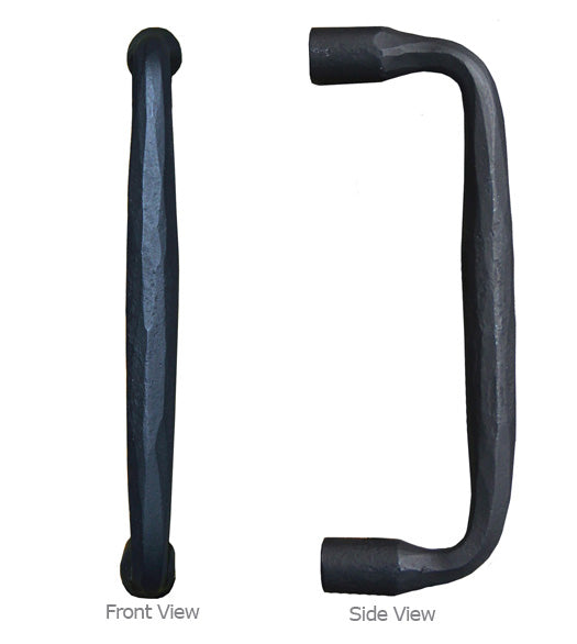 10 Inch Round End Black Iron Door Pull, Acorn IRNBP