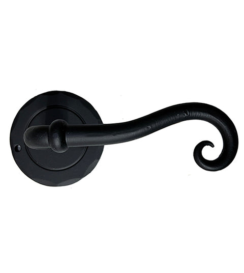 Forged Iron Swirl Lever Set With Round Rose, Acorn IWEBI