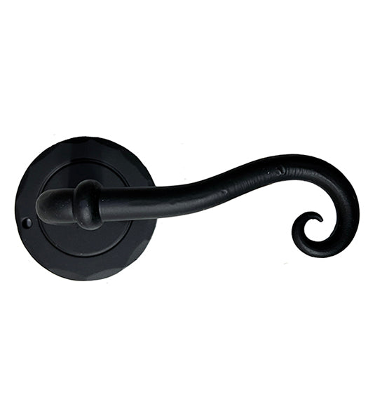 Forged Iron Swirl Lever Set With Round Rose, Acorn IWEBI