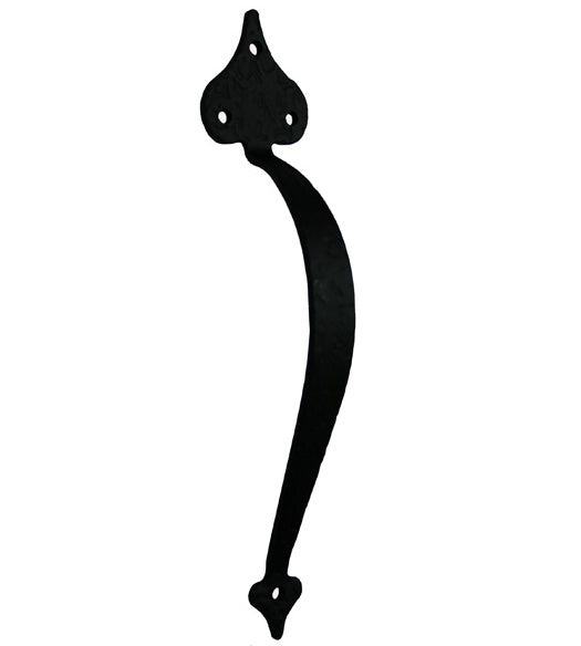 11 Inch Black Iron Heart Door Pull, Acorn RPKBP