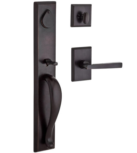Doorware.com Longview Handleset with Rustic Square Rose, Baldwin LON-RSR