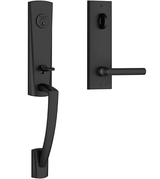 Contemporary Miami Entrance Set with Contemporary Square Escutcheon, Baldwin MIA-CQE