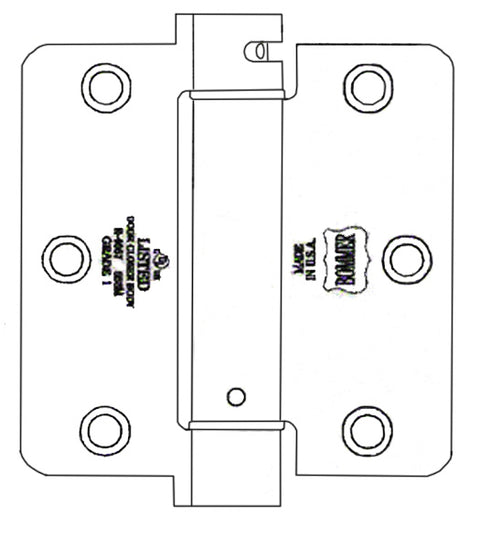3-1/2 x 3-1/2 x 1/4 Radius Spring Hinge, Pair, Bommer LB4311-350