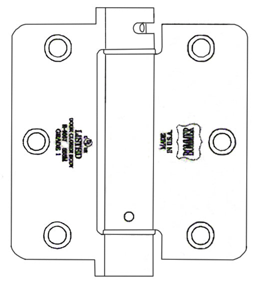 3-1/2 x 3-1/2 x 1/4 Radius Spring Hinge, Pair, Bommer LB4311-350