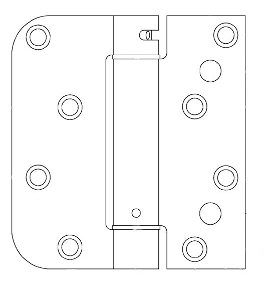 Doorware.com 4 x 3-3/4 x 5/8 Radius x Sq Corner Peachtree Door Spring Hinge, Pair, Bommer LB4352-400
