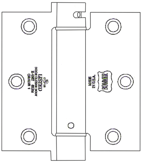 Doorware.com 3-1/2 x 3-1/2  x Square Corners Stainless Steel Spring Hinge, Pair, Bommer LB4390C-350