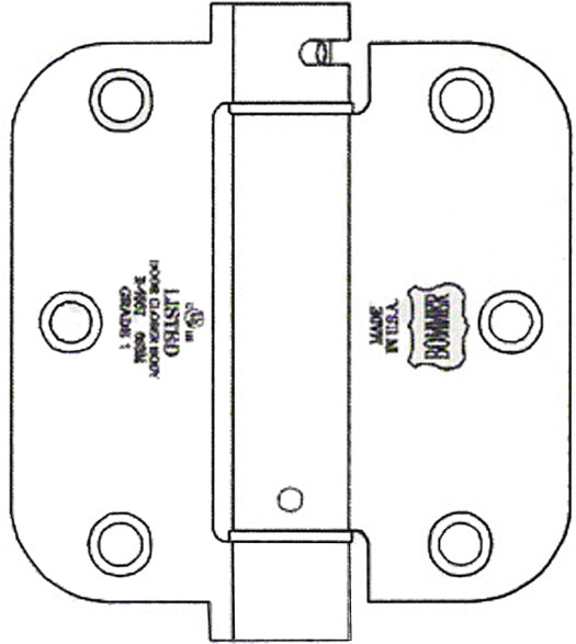 Doorware.com 3-1/2 x 3-1/2  x 5/8 Radius Stainless Steel Spring Hinge, Pair, Bommer LB4392C-350