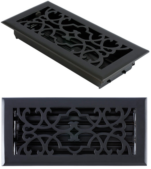Doorware.com 4 Inch x 10 Inch Victorian Register with Damper, Brass Accents A03-R6410