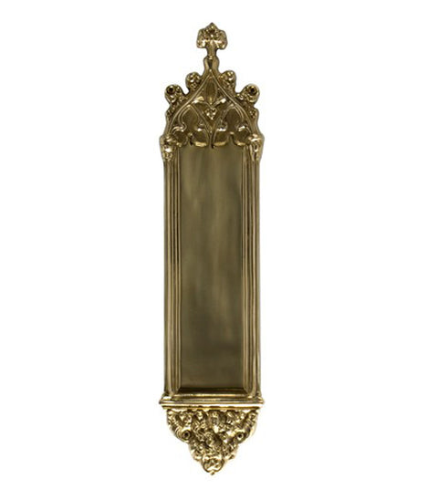 Doorware.com Gothic Decorative Push Plate, Brass Accents A04-P5600