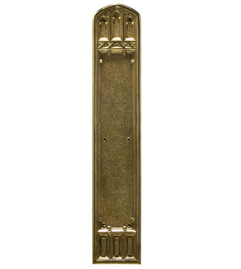 Gothic Church Solid Brass Push Plate, Brass Accents A04-P5840