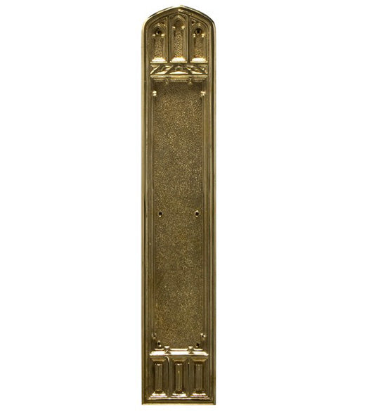 Gothic Church Solid Brass Push Plate, Brass Accents A04-P5840