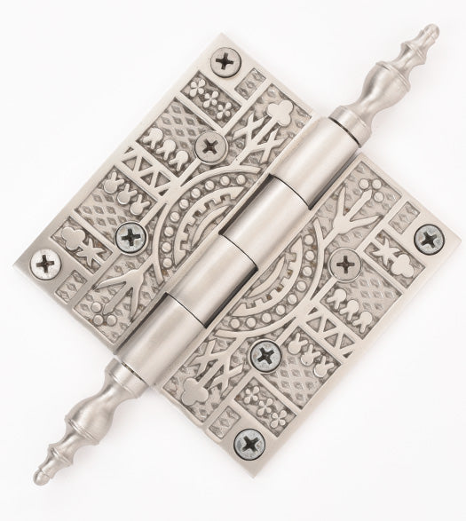 Doorware.com 4 x 4 Eastlake Brass Hinge with Steeple Tips, Brass Accents H07-H555S
