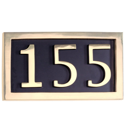 Doorware.com Three Number Polished Brass Address Plate Assembly, Brass Accents I08-P7530-605