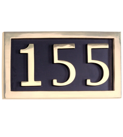 Doorware.com Three Number Polished Brass Address Plate Assembly, Brass Accents I08-P7530-605