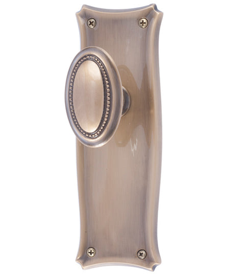 Doorware.com Manhattan Plate with Beaded Egg Knob, Brass Accents D07-K358-RVR