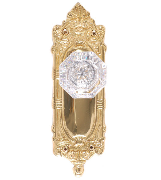 Doorware.com Victorian Plate with Hartford Knob, Brass Accents D05-K447-HAR