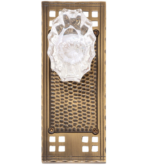 Doorware.com Arts and Crafts Plate with Crystal Savannah Knob, Brass Accents D05-K533-SAV