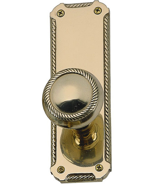 Doorware.com Rope Knob with 7 Inch x 2-1/4 inch Plate, Brass Accents D06-K538-CHA