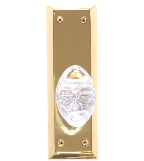 Doorware.com Crystal Egg Knob with Rectangular Escutcheon Plate, Brass Accents D07-K539-GEO
