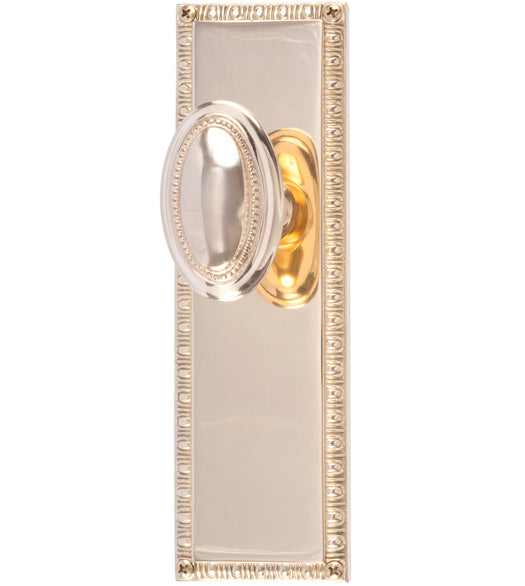 Doorware.com Egg and Dart Plate with Beaded Egg Knob, Brass Accents D05-K568-RVR