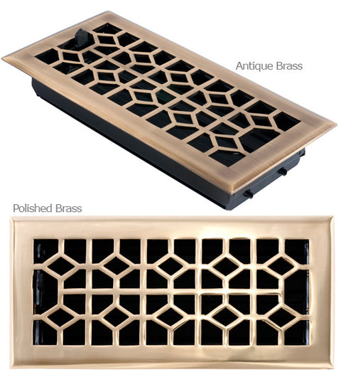 Doorware.com Classic 4 Inch x 10 Inch Register with Damper, Brass Accents A03-R2410