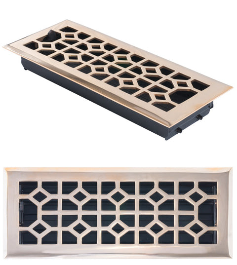 Doorware.com Classic 4 Inch x 12 Inch Register with Damper, Brass Accents A03-R2412