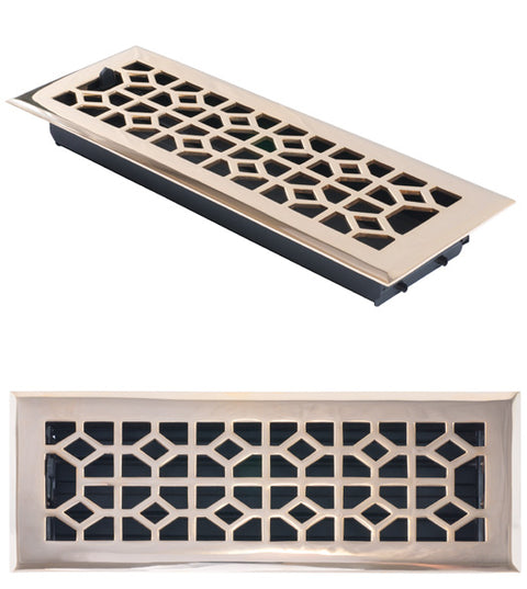 Doorware.com Classic 4 Inch x 14 Inch Register with Damper, Brass Accents A03-R2414