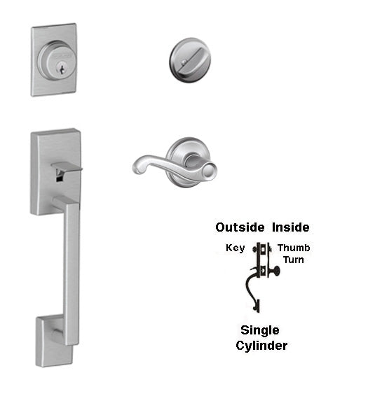 Century Single Cylinder Handleset, Schlage F60CEN