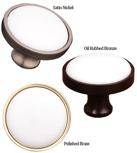 White Porcelain Cabinet Knob, RK International CK-515