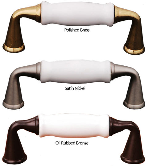 Traditional Cabinet Pull with White Porcelain, RK International CP-11