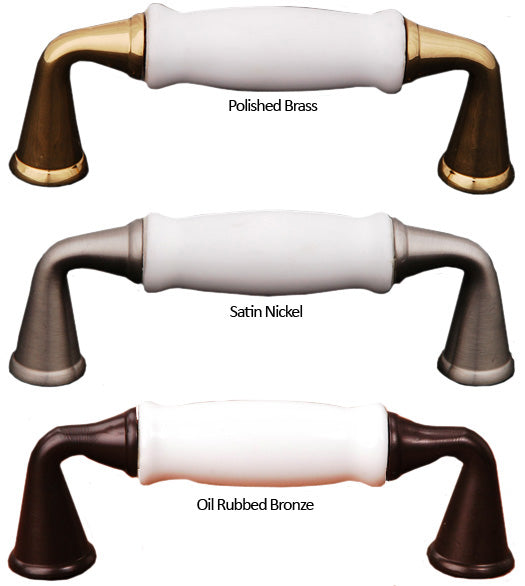 Traditional Cabinet Pull with White Porcelain, RK International CP-11