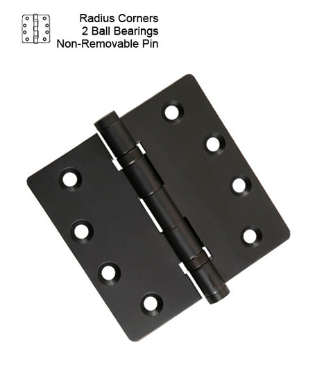 4-1/2 x 4  x Radius Corners Store Front Door Hinge, 2 Ball Bearings, Non-Removable Pin