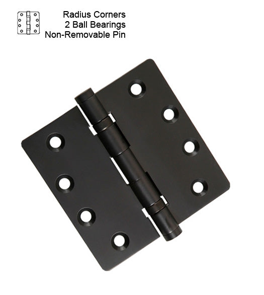 4-1/2 x 4  x Radius Corners Store Front Door Hinge, 2 Ball Bearings, Non-Removable Pin
