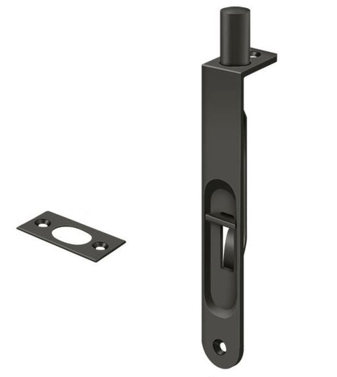 Solid Brass 6 Inch Flush Bolts with Round Corners, Deltana DEL-6FBR