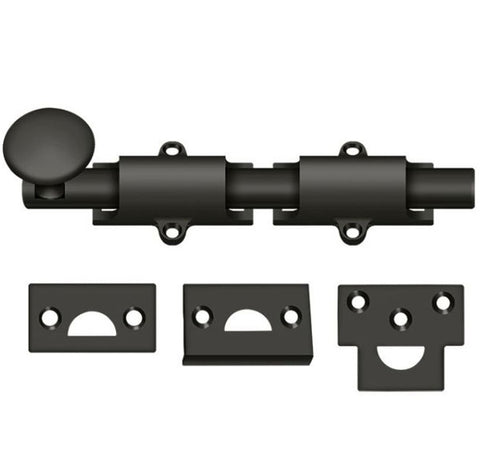 Solid Brass 6 Inch Surface Bolt, Deltana 6SB