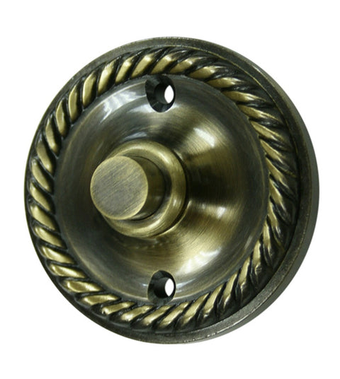 Solid Brass Round Rope Doorbell Button, Deltana BBRR213