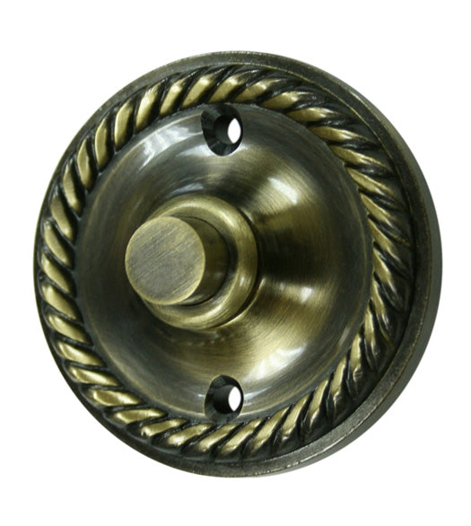 Solid Brass Round Rope Doorbell Button, Deltana BBRR213